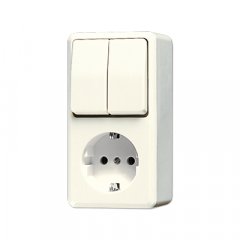 SCHUKO®-kontaktligzda 16 A 250 V ~ mit Serienschalter 10 AX 250 V ~, AP 600, ziloņkaula