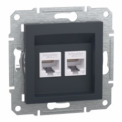 Asfora - dubultā datu ligzda - RJ45 cat6 UTP, anthracite