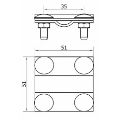 Krustklemme 4xM6x25 FT30mm/FT30mm