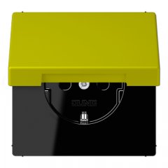 Kontaktligzda SCHUKO, 16 A 250 V ~, ar bērnu drošību un vāciņu, Serie LS, vert olive vif