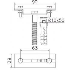 Plakandzelzs sienas stiprinājums FT50x4mm ar skrūvi