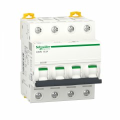 Automātslēdzis (MCB), Acti9 iC60N, 4P, 2A, B līkne, 6000A (IEC/EN 60898-1), 50kA (IEC/EN 60947-2)