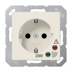 Kontaktligzda SCHUKO, 16 A 250 V ~, skrūvju spailes, ar indikātoru un pārsprieguma aizsardzību, duroplasts, Serie AS, balts