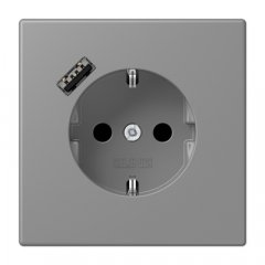 Kontaktligzda SCHUKO 16 A 250 V ~, USB pieslēgvieta 1 x Typ A, ar bērnu drošību, Serie LS, gris 31