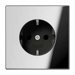 Kontaktligzda SCHUKO, 16 A 250 V ~, ar bērnu drošību, hromēts metāls, Serie LS, glanzchrom
