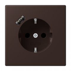 Kontaktligzda SCHUKO 16 A 250 V ~, USB pieslēgvieta 1 x Typ A, ar bērnu drošību, Serie LS, terre d’ombre brûlée 59