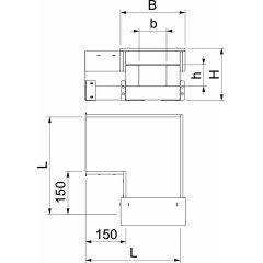 90° līkums EI90 kanālam PLCS D060810 100x80, pelēks PLCS B090810