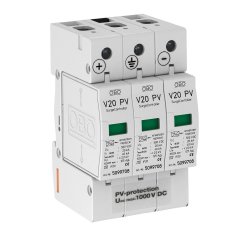 Pārsprieguma novadītājs V20 3-polīgs saules baterijams 1000V DC V20-C 3-PH-1000