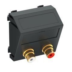 Media adapteris audio tulpe 2x vietīgs, rozete-rozete 45x45mm, PC, pelēkmelna, 7021 MTS-2R F SWGR1