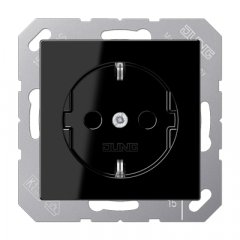 Kontaktligzda SCHUKO, 16 A 250 V ~, skrūvju spailes, duroplasts, Serie A, melns