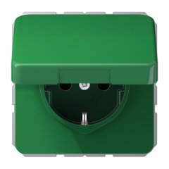 Kontaktligzda SCHUKO, 16 A 250 V ~, ar vāciņu, termoplasts, Serie CD, zaļš