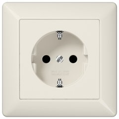 Kontaktligzda SCHUKO, 16 A 250 V ~, ar bērnu drošību, ar rāmi, duroplasts, Serie AS, ziloņkaula