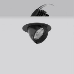 GOLAS mini, 20 W, 1850 lm, 927, black, DALI Recessed projectors, D 143 H 3 HEL 115, 40°/28°