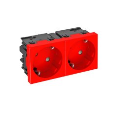 Kontaktligzda 33°, divvietīga aizsargkontakts, Connect 45 250V, 10/16A, PC, signālsarkana, 3001 STD-D3SC SRO2