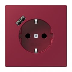 Kontaktligzda SCHUKO 16 A 250 V ~, USB pieslēgvieta 1 x Typ A, ar bērnu drošību, Serie LS, le rubis