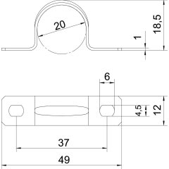 Stiprināšanas skava divpusīga 20mm, St, G