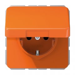 Kontaktligzda SCHUKO, 16 A 250 V ~, ar bērnu drošību un vāciņu, termoplasts, Serie CD, orange