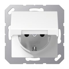 Kontaktligzda SCHUKO, 16 A 250 V ~, ar bērnu drošību un vāciņu, termoplasts, Serie A, balts