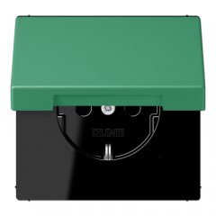 Kontaktligzda SCHUKO, 16 A 250 V ~, ar bērnu drošību un vāciņu, termoplasts krāsots, Serie LS, vert 59