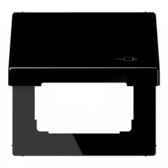 Rozetes vāks ar atsperi, ar simbolu kontaktdakša, termoplasts, Serie LS, melns