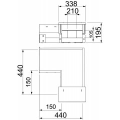 90° līkums priekš BSKH09-K1021 105x210, pelēks BSKH09-B1021