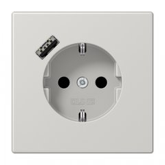 Kontaktligzda SCHUKO 16 A 250 V ~, USB pieslēgvieta 1 x Typ A, ar bērnu drošību, Serie LS, gaiši pelēks