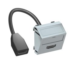 Multimedia Adapteris, HDMI ar kabeli, rozete-rozete 45x45mm, PC, alumīnija lakots MTS-HD F AL1