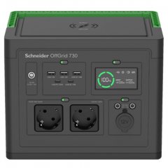 Uzlādes stacija Schneider OffGrid Portable Power Station 730, 738Wh Lithium-ion, LCD, 2 CEE 7/3 Schuko outlets, Sinewave, 3 USB-A, 2 USB-C, Wireless Charger