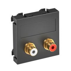 Media adapteris audio tulpe 2x vietīgs, rozete-rozete 45x45mm, PC, pelēkmelna, 7021 MTG-2R F SWGR1