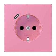 Kontaktligzda SCHUKO 16 A 250 V ~, USB pieslēgvieta 1 x Typ C, ar bērnu drošību, Serie LS, rose vif