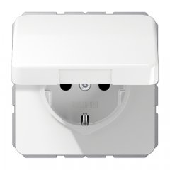 Kontaktligzda SCHUKO, 16 A 250 V ~, skrūvju spailes, ar vāciņu, termoplasts, Serie CD, balts