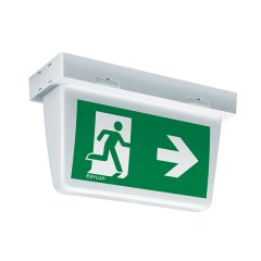 Emergency light, 8 hour, exit route sign, 32 m, LED technology, High Cover, self-control, surface and recessed ceiling mounting