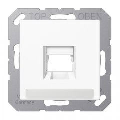 Virsma (ar fiksatoru) modulārai datu rozetei 1-vietīga, UMA-CAT6A, marķējams, termoplasts, Serie AS/A, balts